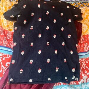 Black Santa Print T-Shirt and pants